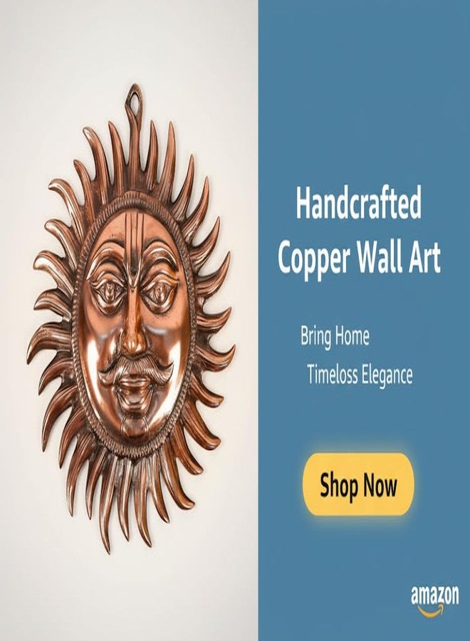 Achleshwar Surya Dev Copper Wall Hanging - Sun Face Statue for Home Entrance & Office Decor | Vastu Puja Figurine for Positivity & Prosperity | Copper Sun God Wall Art 17 cm - Image 2